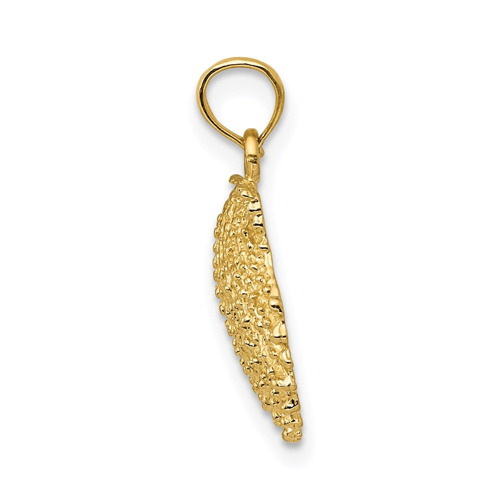 Alternate view of the 14k Yellow Gold Textured Scallop Shell Pendant, 13mm by The Black Bow Jewelry Co.