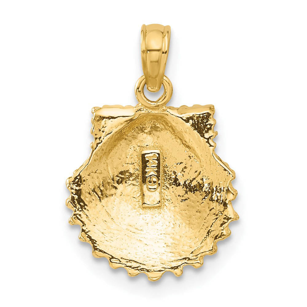 Alternate view of the 14k Yellow Gold Textured Scallop Shell Pendant, 13mm by The Black Bow Jewelry Co.