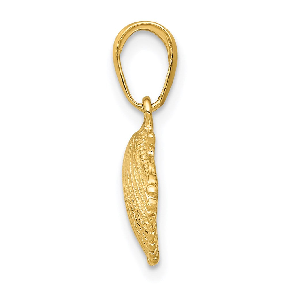 Alternate view of the 14k Yellow Gold Small Textured Scallop Shell Pendant by The Black Bow Jewelry Co.