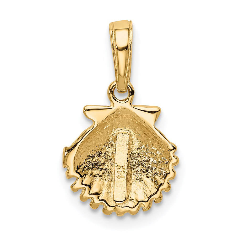 Alternate view of the 14k Yellow Gold Small Textured Scallop Shell Pendant by The Black Bow Jewelry Co.