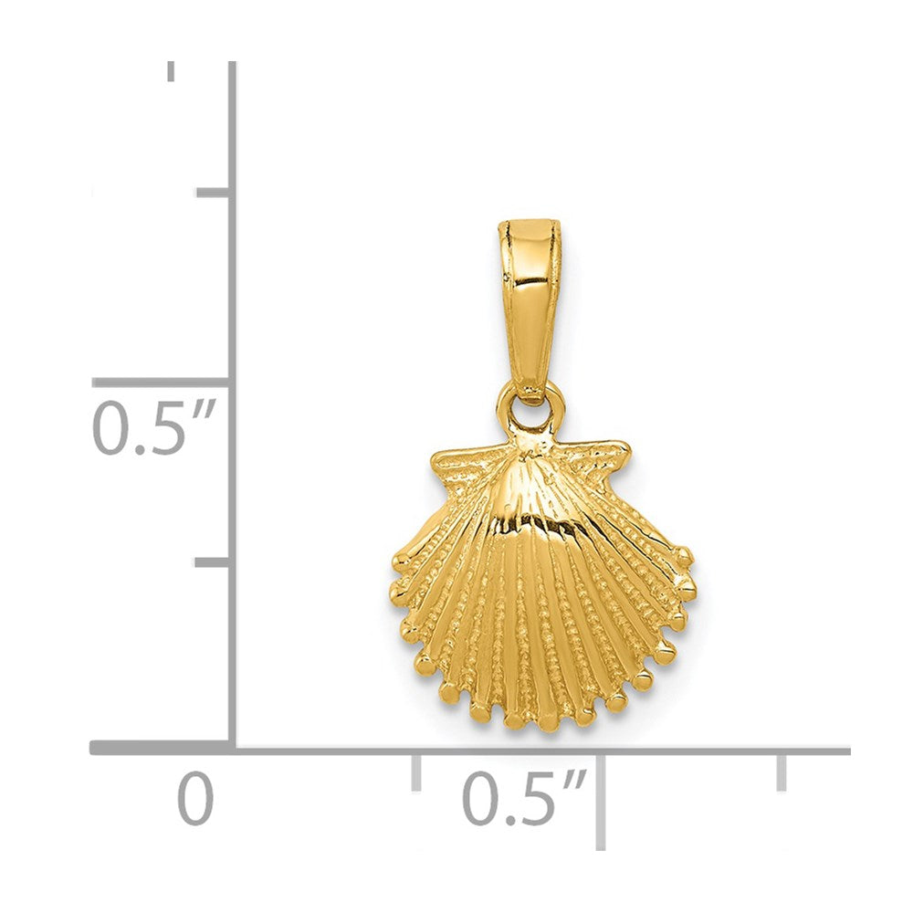 Alternate view of the 14k Yellow Gold Small Textured Scallop Shell Pendant by The Black Bow Jewelry Co.