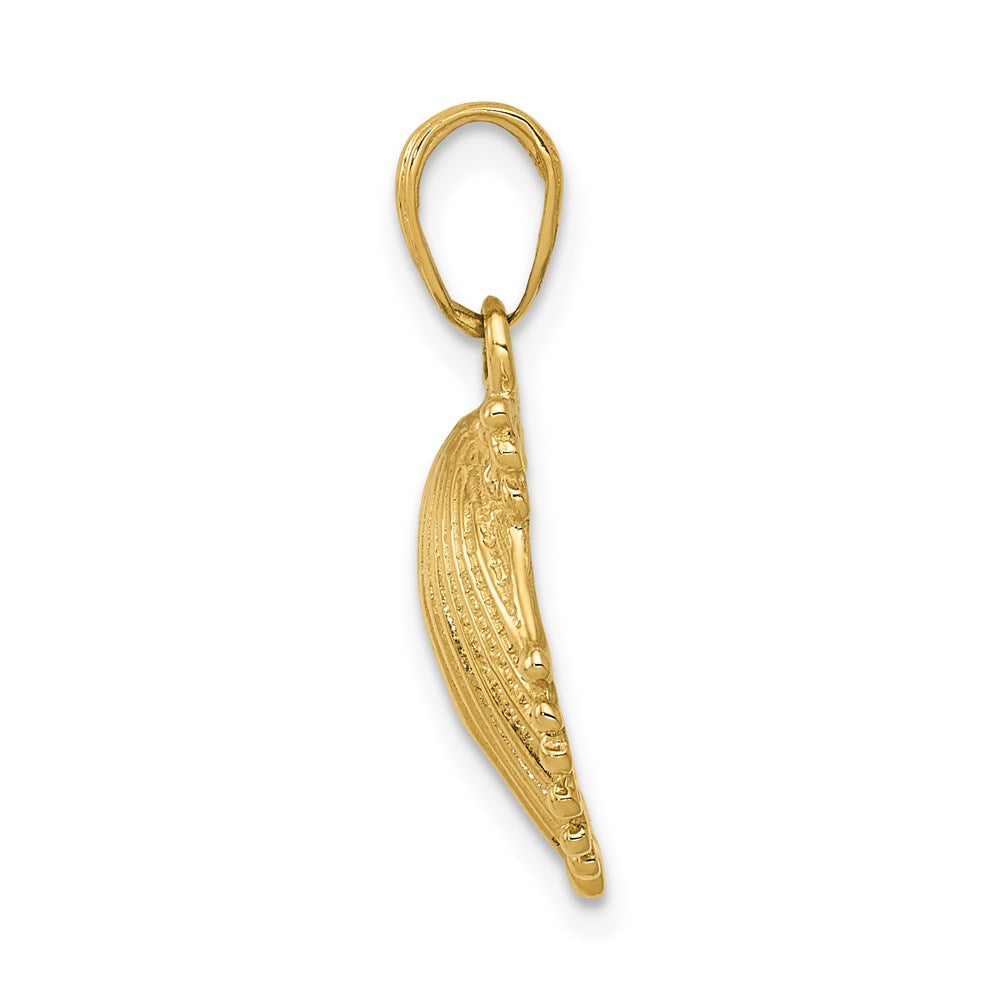 Alternate view of the 14k Yellow Gold Textured Scalloped Shell Pendant by The Black Bow Jewelry Co.