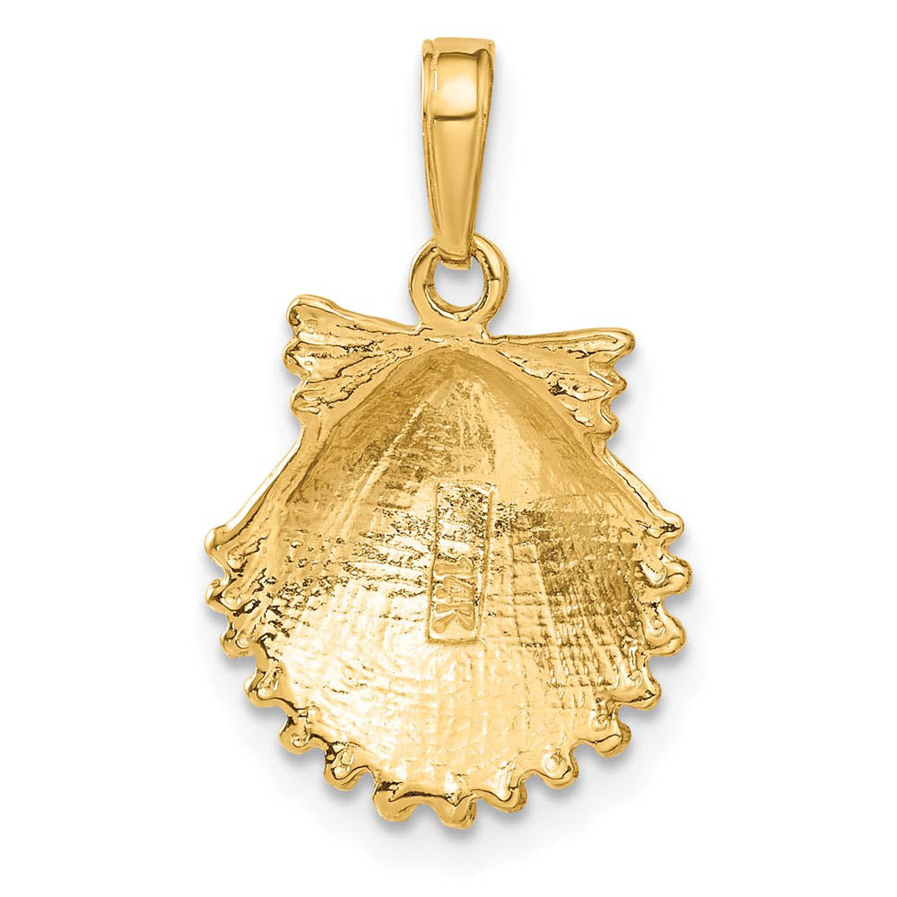 Alternate view of the 14k Yellow Gold Textured Scalloped Shell Pendant by The Black Bow Jewelry Co.