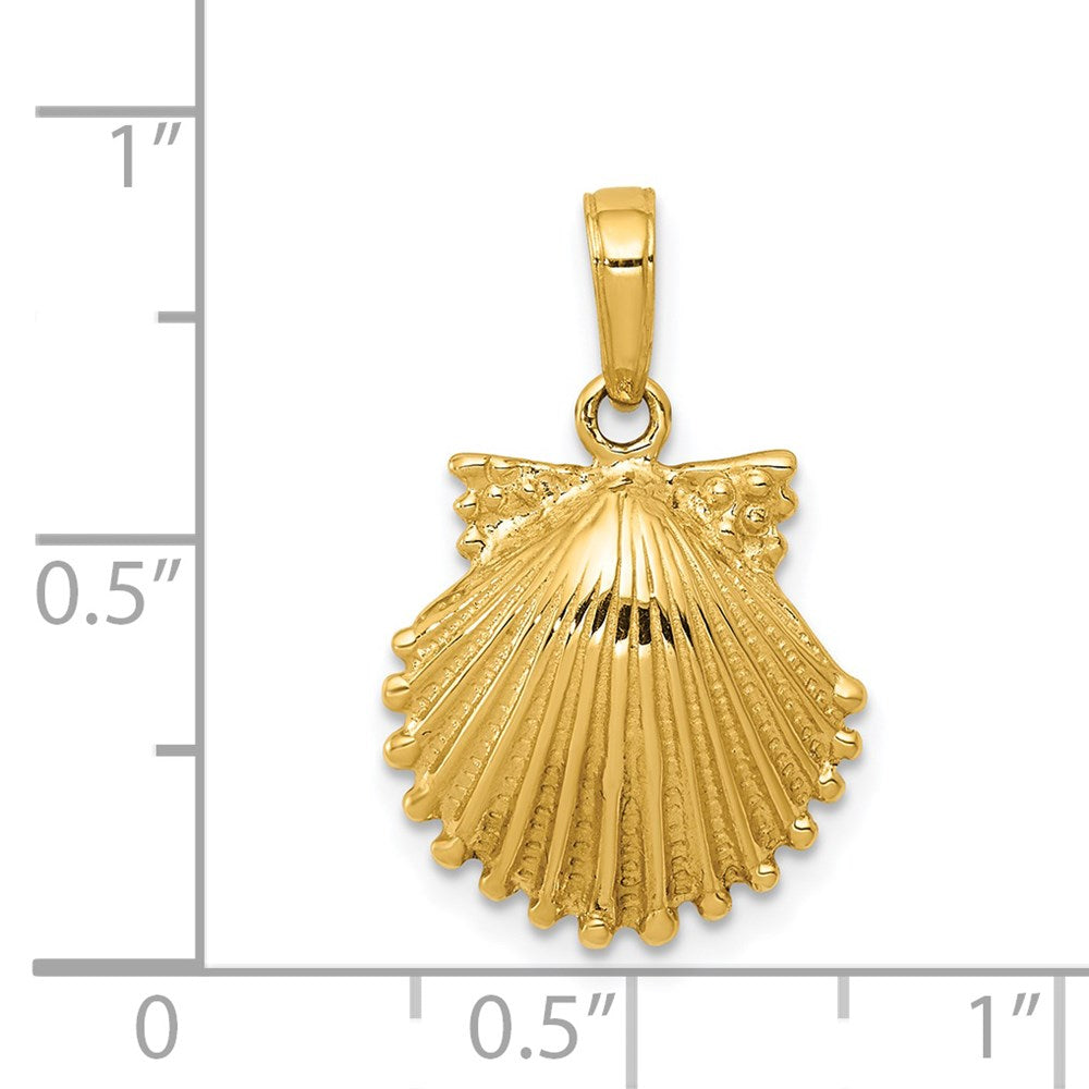 Alternate view of the 14k Yellow Gold Textured Scalloped Shell Pendant by The Black Bow Jewelry Co.