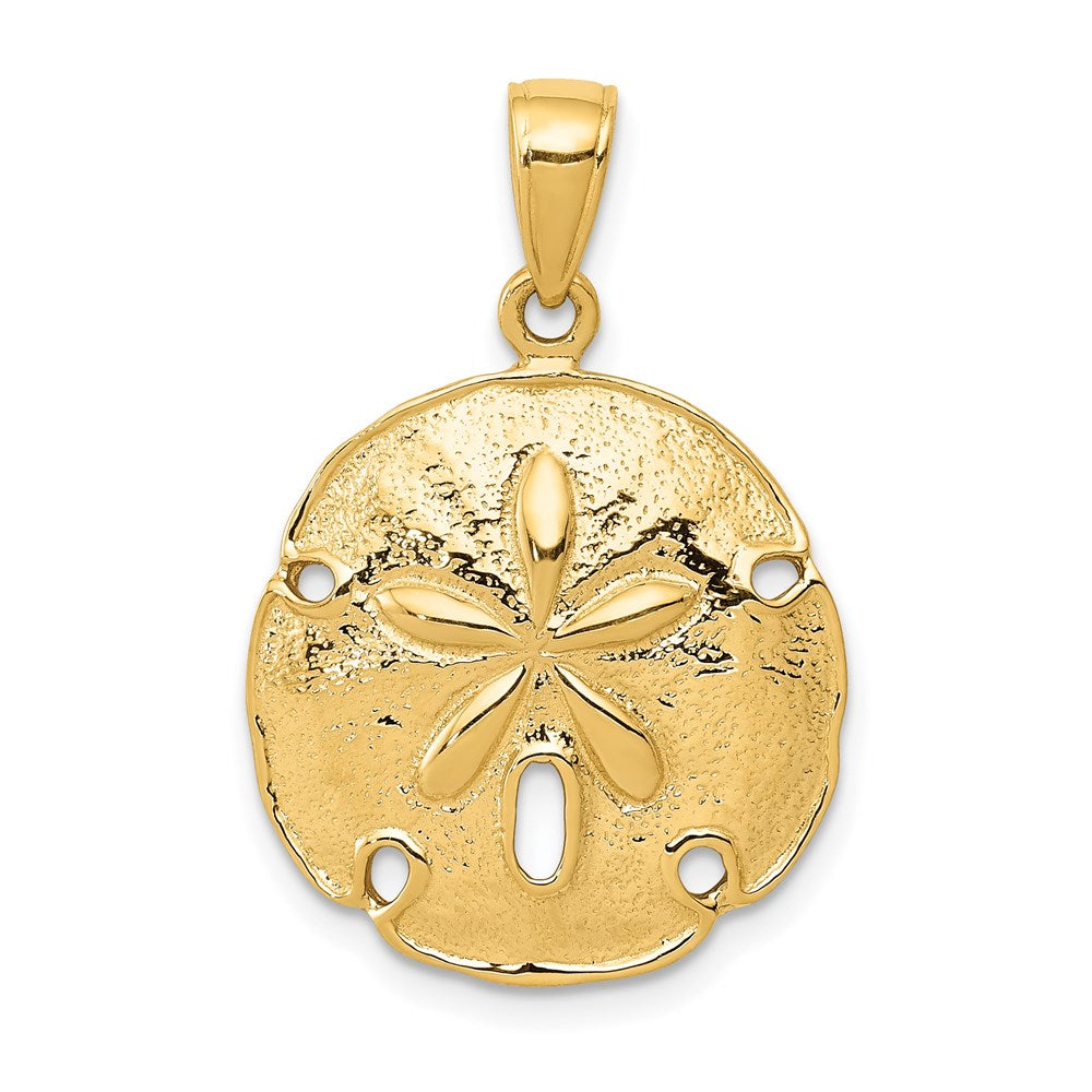 14k Yellow Gold 18mm Sand Dollar Pendant, Item P9577 by The Black Bow Jewelry Co.