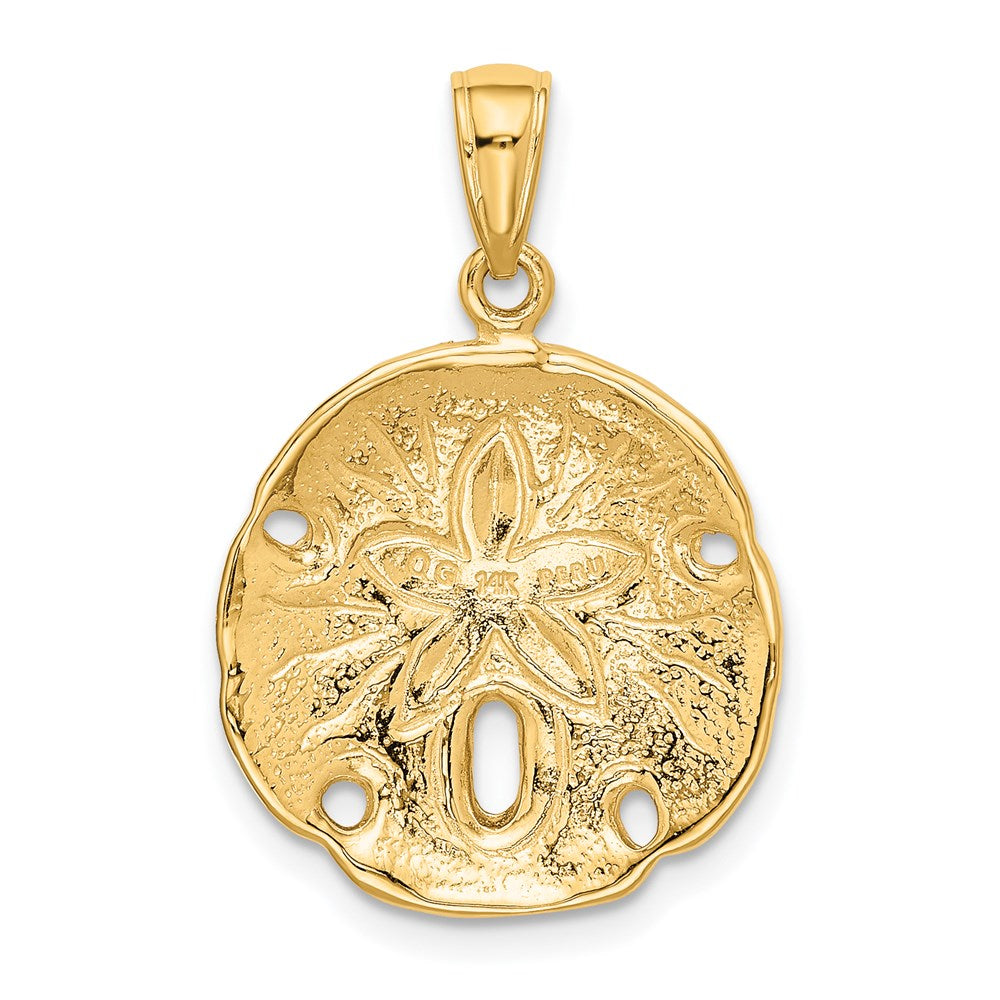 Alternate view of the 14k Yellow Gold 18mm Sand Dollar Pendant by The Black Bow Jewelry Co.