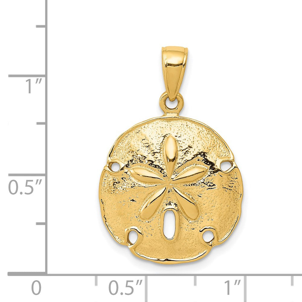 Alternate view of the 14k Yellow Gold 18mm Sand Dollar Pendant by The Black Bow Jewelry Co.