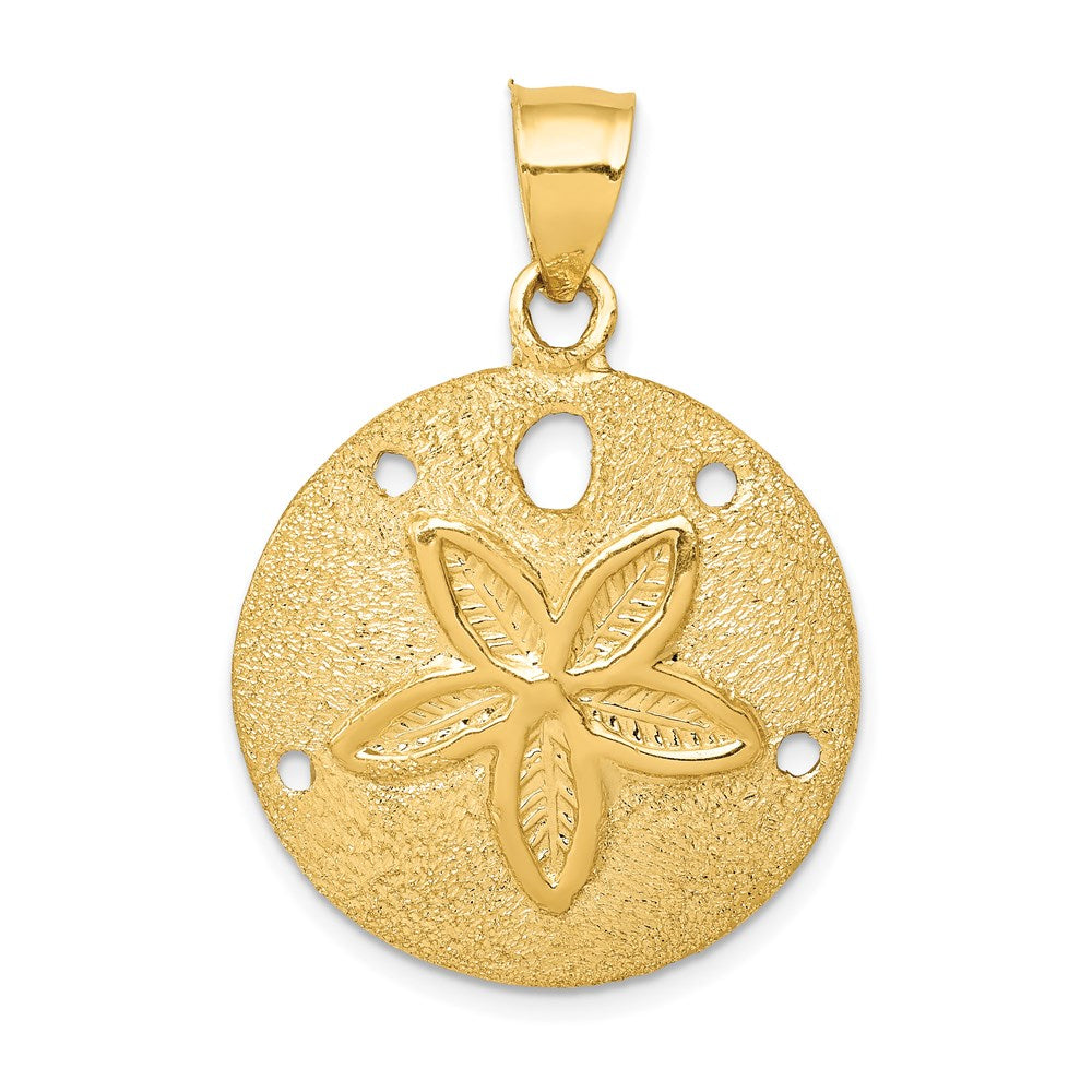 14k Yellow Gold 25mm Laser Cut Sand Dollar Pendant, Item P9584 by The Black Bow Jewelry Co.