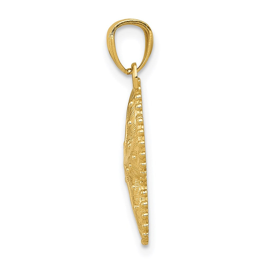 Alternate view of the 14k Yellow Gold 15mm Diamond Cut and Textured Starfish Pendant by The Black Bow Jewelry Co.