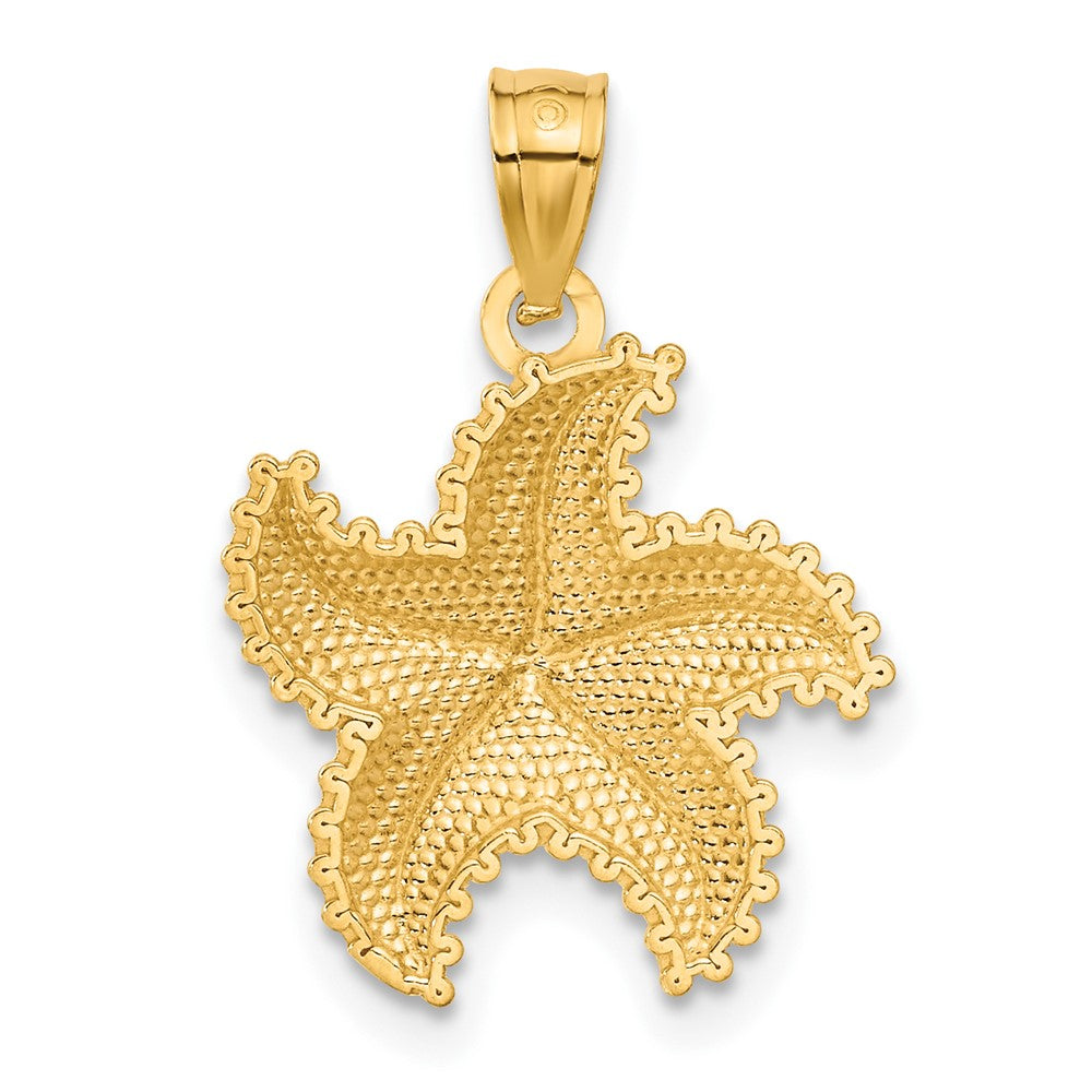 Alternate view of the 14k Yellow Gold 15mm Diamond Cut and Textured Starfish Pendant by The Black Bow Jewelry Co.