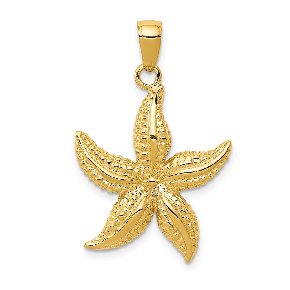 14k Yellow Gold Textured Sea Star Pendant, 20mm, Item P9594 by The Black Bow Jewelry Co.