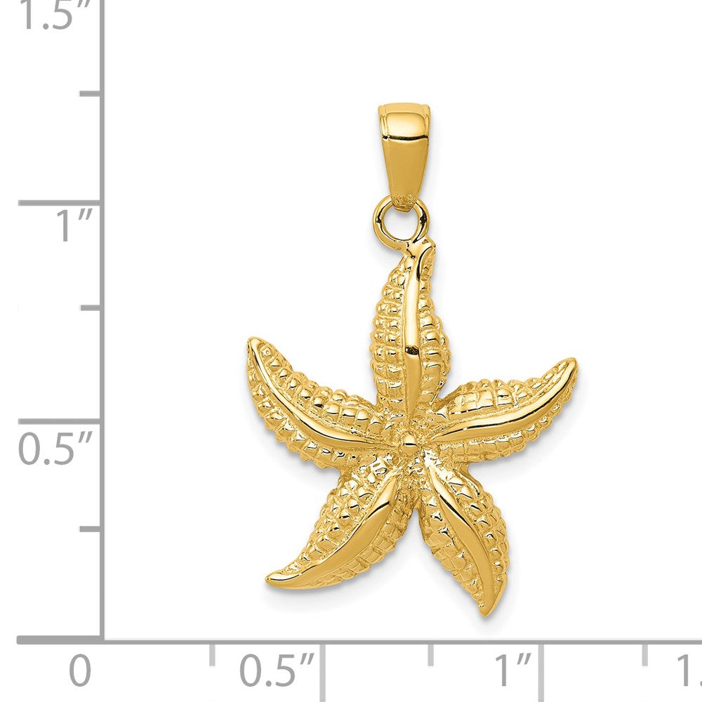 Alternate view of the 14k Yellow Gold Textured Sea Star Pendant, 20mm by The Black Bow Jewelry Co.