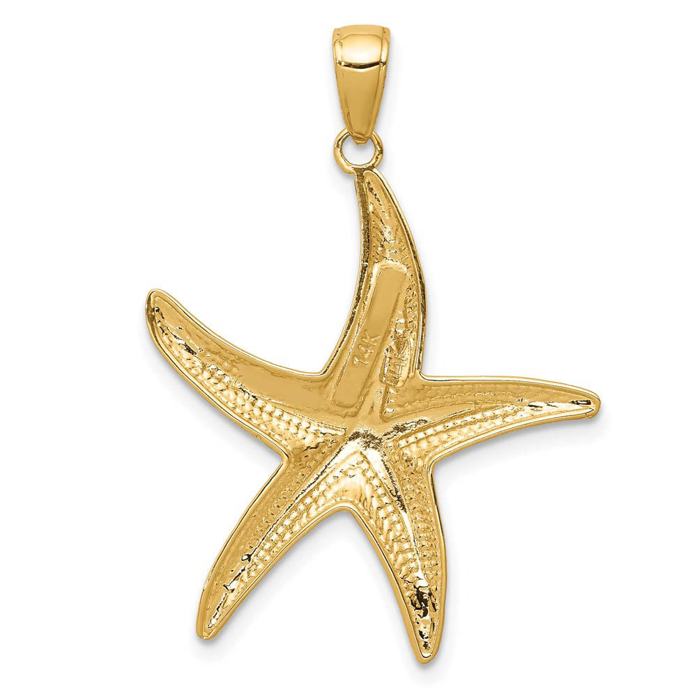 Alternate view of the 14k Yellow Gold 25mm Diamond Cut Starfish Pendant by The Black Bow Jewelry Co.