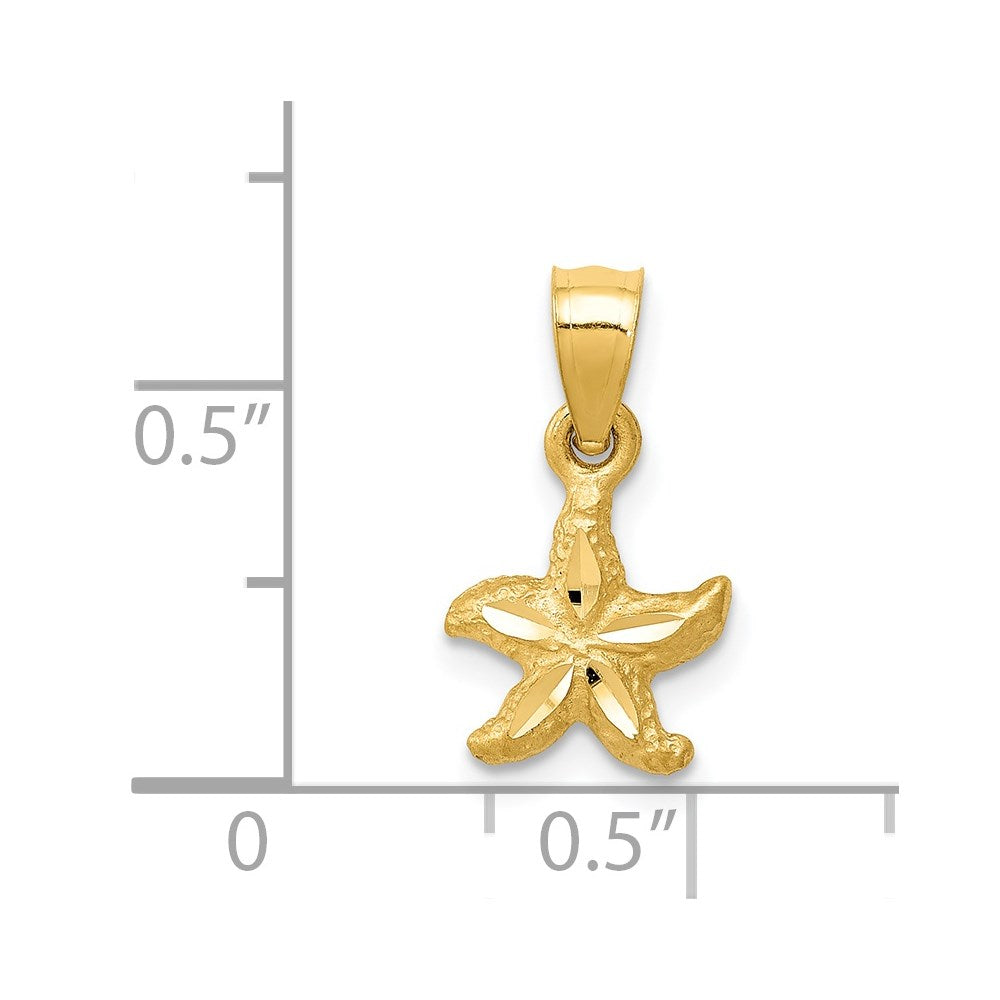 Alternate view of the 14k Yellow Gold Mini Diamond Cut Satin Starfish Pendant by The Black Bow Jewelry Co.