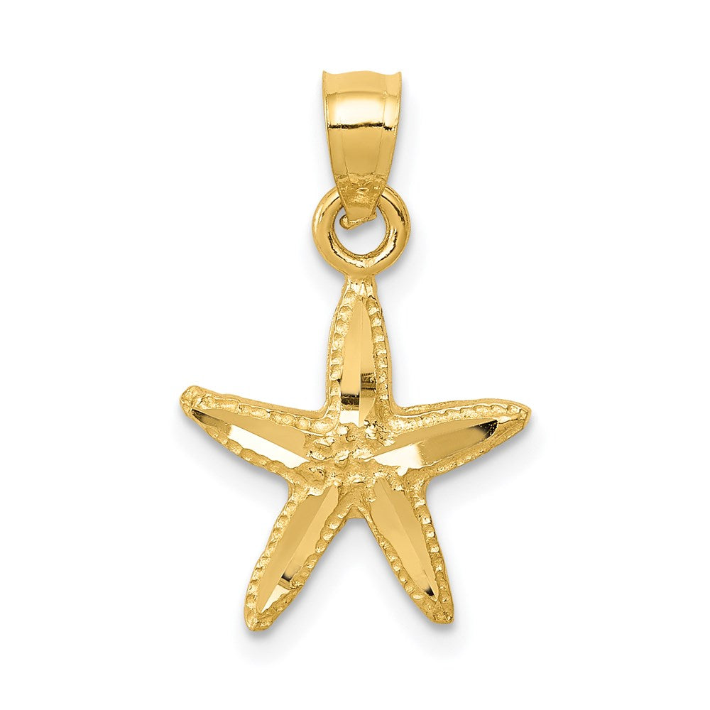 14k Yellow Gold 12mm Diamond Cut Starfish Pendant, Item P9602 by The Black Bow Jewelry Co.