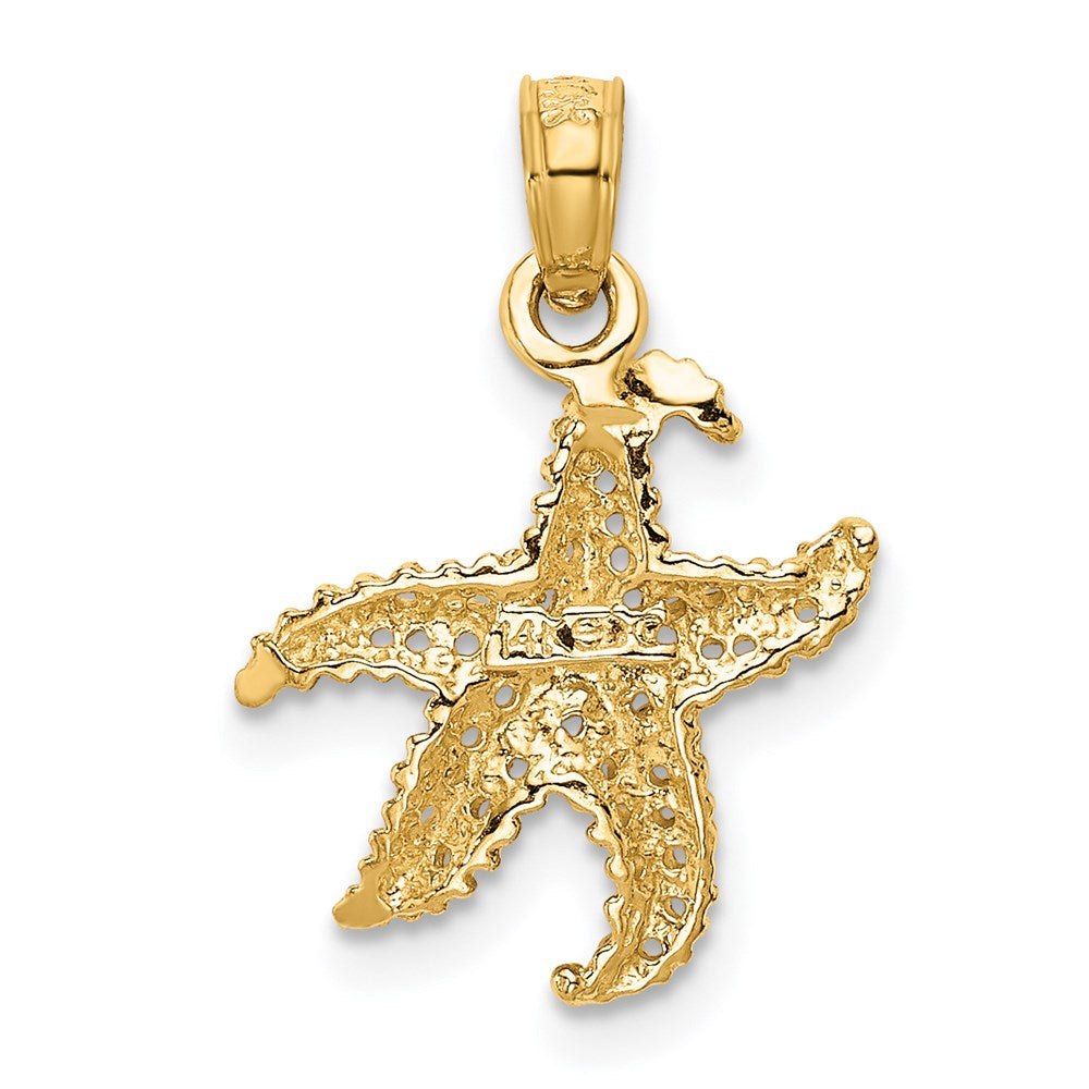 Alternate view of the 14k Yellow Gold 12mm Textured and Cutout Starfish Pendant by The Black Bow Jewelry Co.