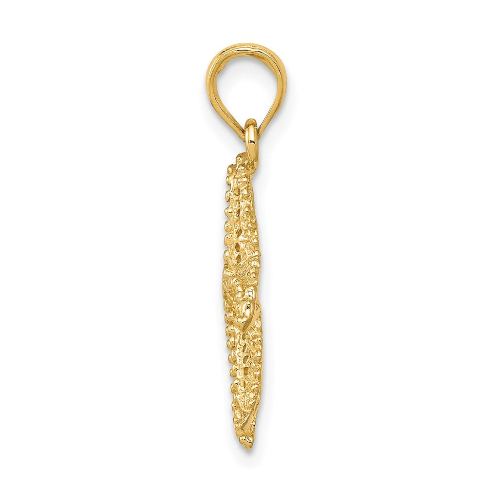 Alternate view of the 14k Yellow Gold 19mm Textured and Cutout Starfish Pendant by The Black Bow Jewelry Co.