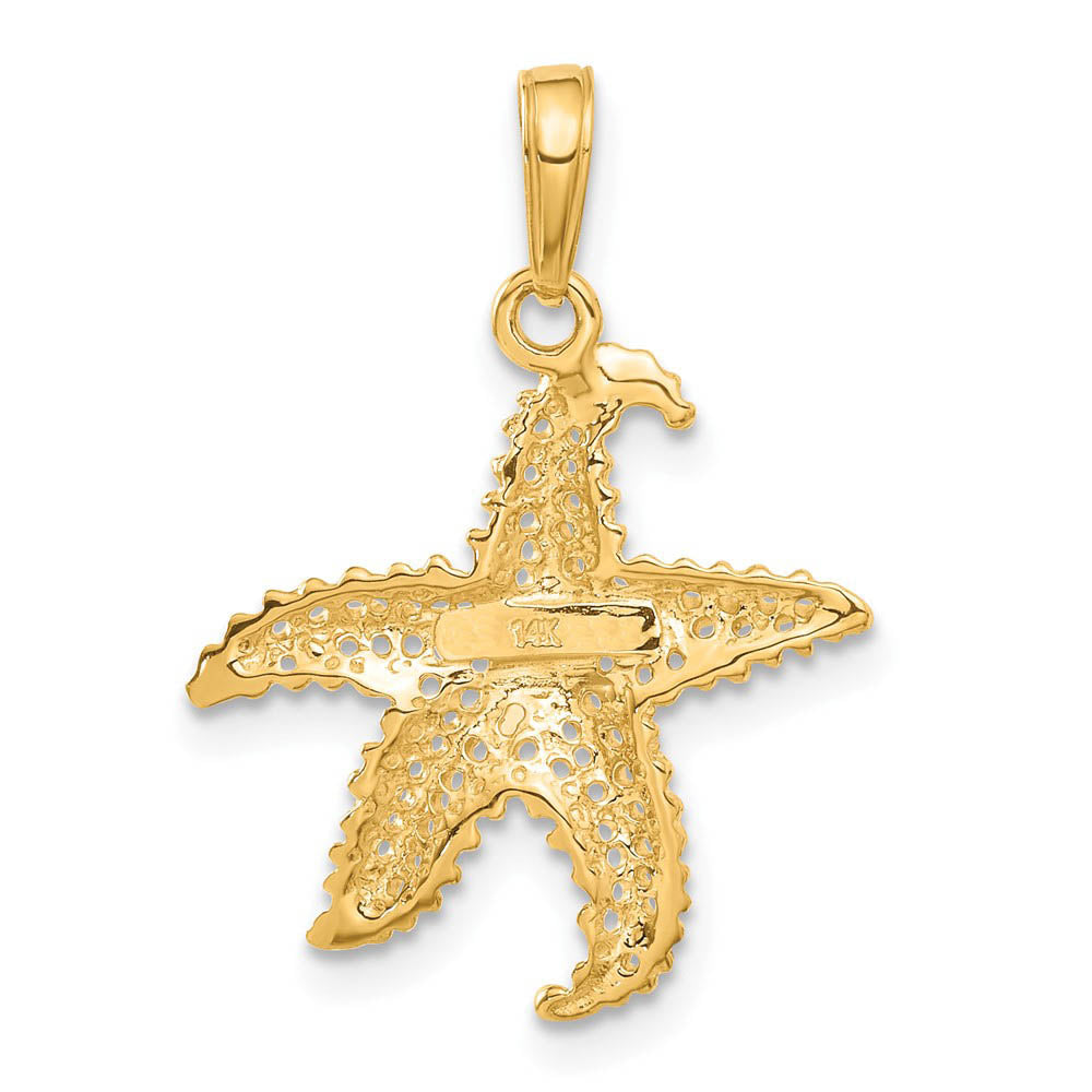 Alternate view of the 14k Yellow Gold 19mm Textured and Cutout Starfish Pendant by The Black Bow Jewelry Co.