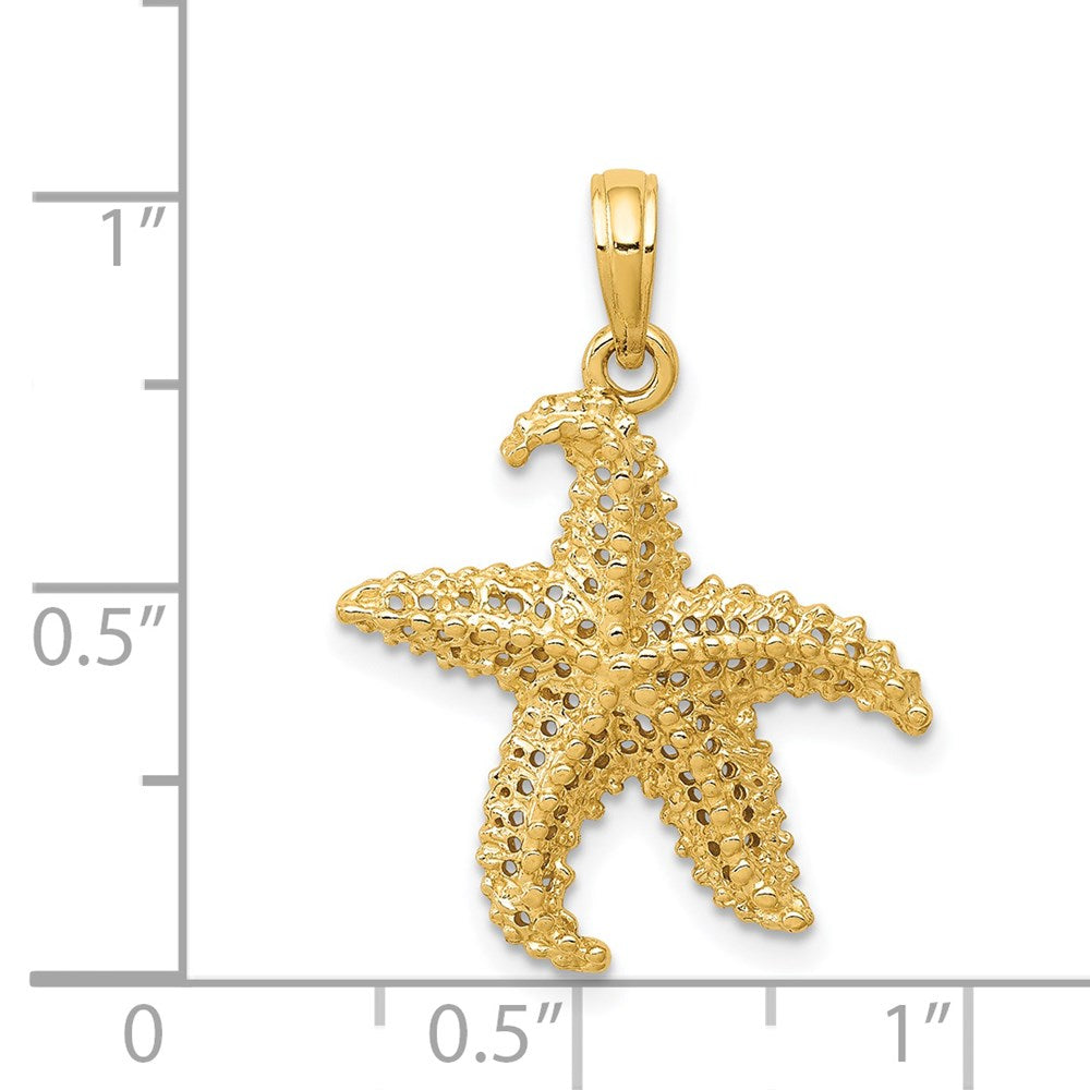 Alternate view of the 14k Yellow Gold 19mm Textured and Cutout Starfish Pendant by The Black Bow Jewelry Co.