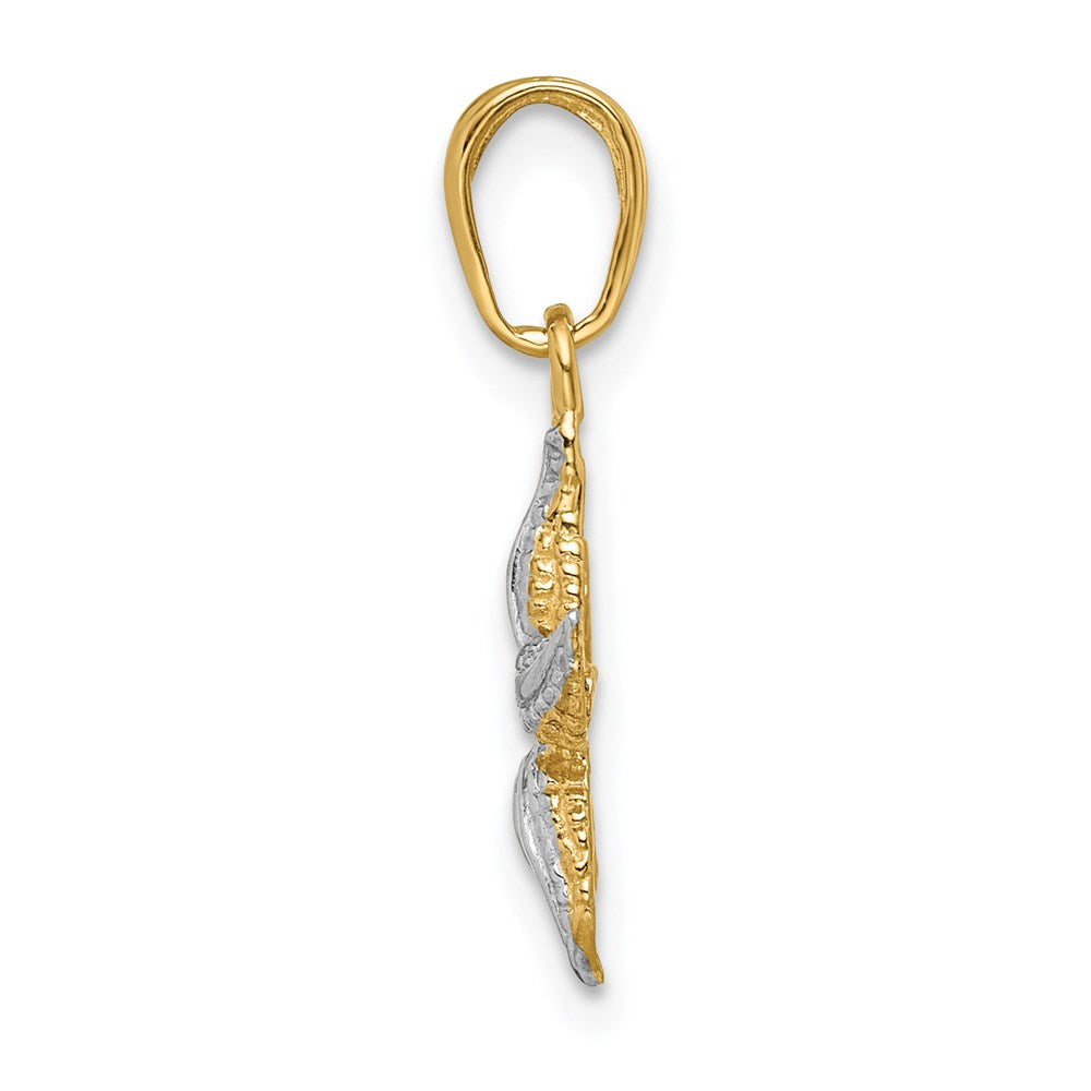 Alternate view of the 14k Yellow Gold and White Rhodium 12mm Two Tone Starfish Pendant by The Black Bow Jewelry Co.