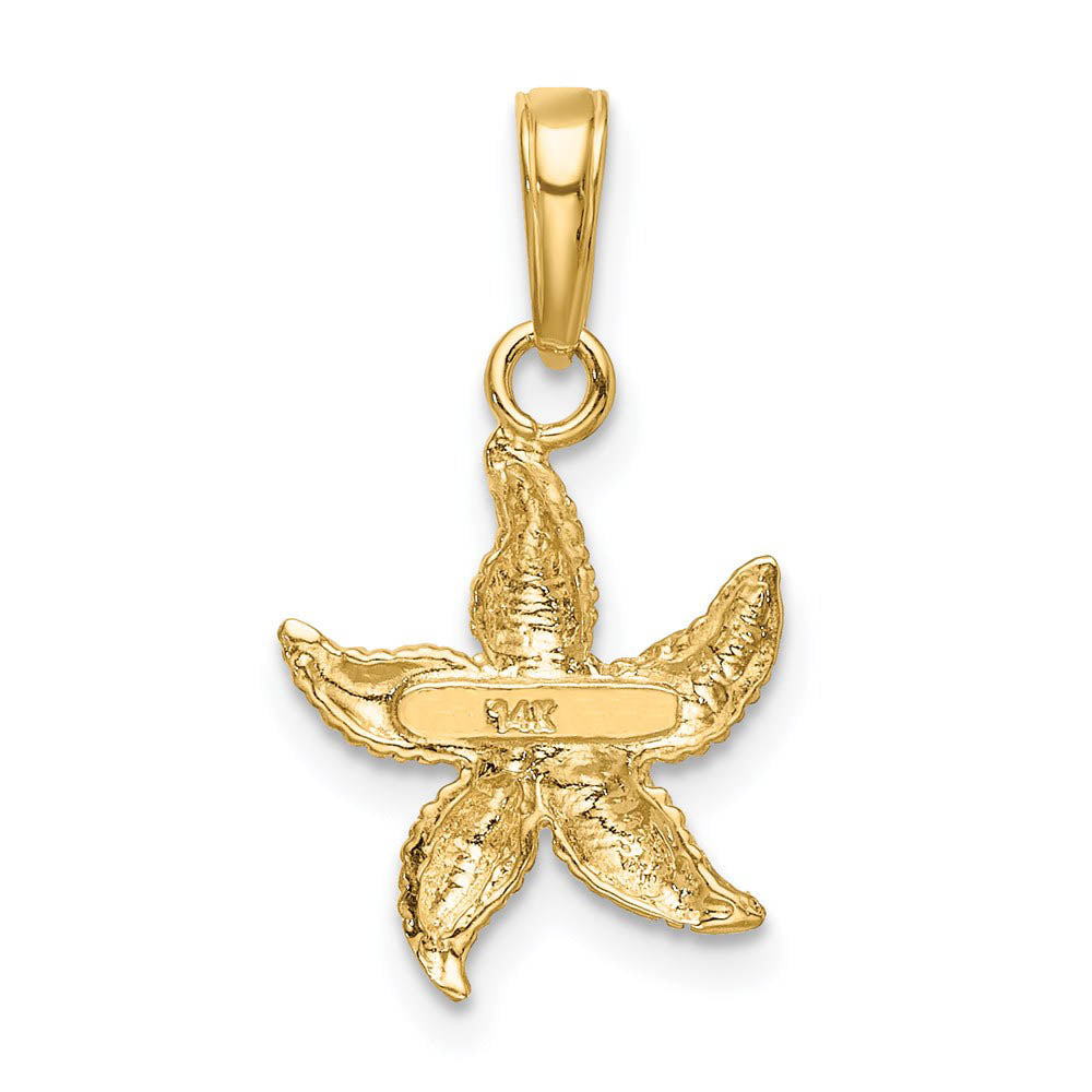 Alternate view of the 14k Yellow Gold and White Rhodium 12mm Two Tone Starfish Pendant by The Black Bow Jewelry Co.