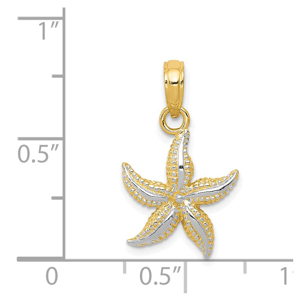 Alternate view of the 14k Yellow Gold and White Rhodium 12mm Two Tone Starfish Pendant by The Black Bow Jewelry Co.