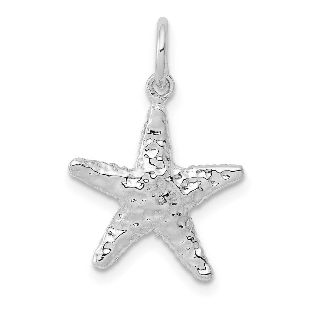 14k White Gold 13mm 3D Textured Starfish Charm, Item P9614 by The Black Bow Jewelry Co.