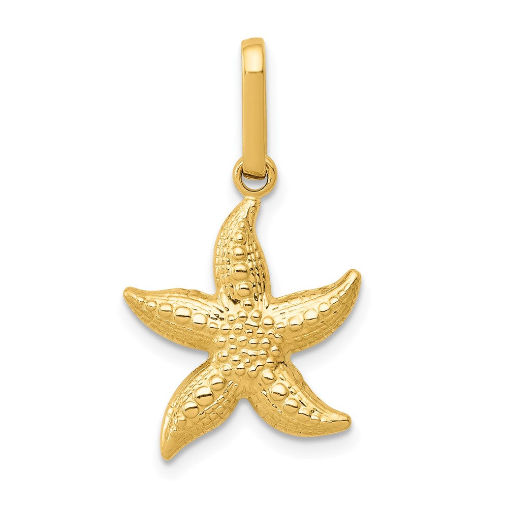 14k Yellow Gold 14mm Textured Hollow Starfish Pendant, Item P9615 by The Black Bow Jewelry Co.
