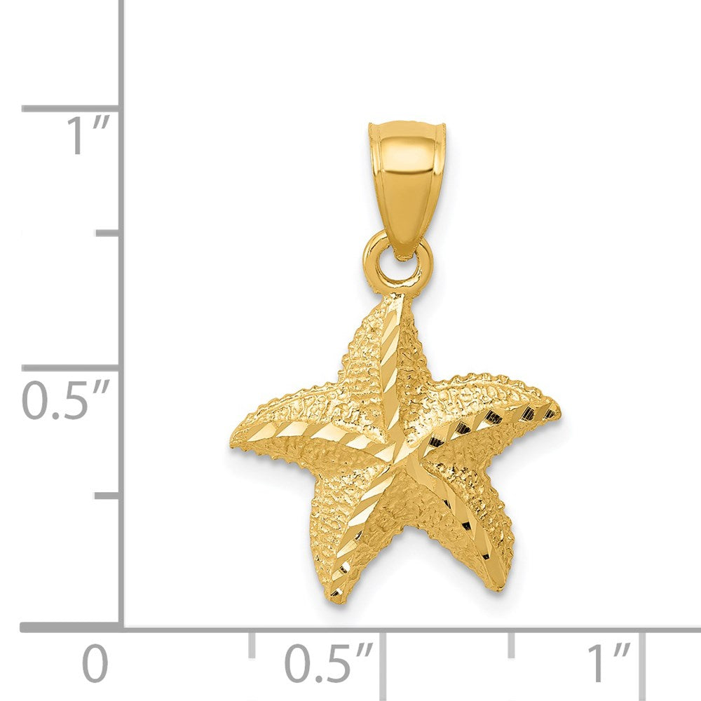 Alternate view of the 14k Yellow Gold 15mm Diamond Cut Starfish Pendant by The Black Bow Jewelry Co.
