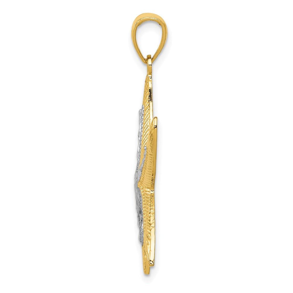 Alternate view of the 14k Yellow Gold and White Rhodium 25mm Two Tone Starfish Pendant by The Black Bow Jewelry Co.