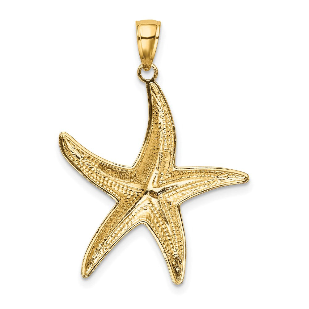 Alternate view of the 14k Yellow Gold and White Rhodium 25mm Two Tone Starfish Pendant by The Black Bow Jewelry Co.