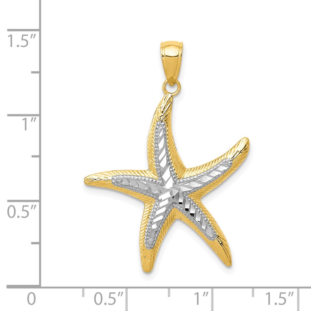 Alternate view of the 14k Yellow Gold and White Rhodium 25mm Two Tone Starfish Pendant by The Black Bow Jewelry Co.