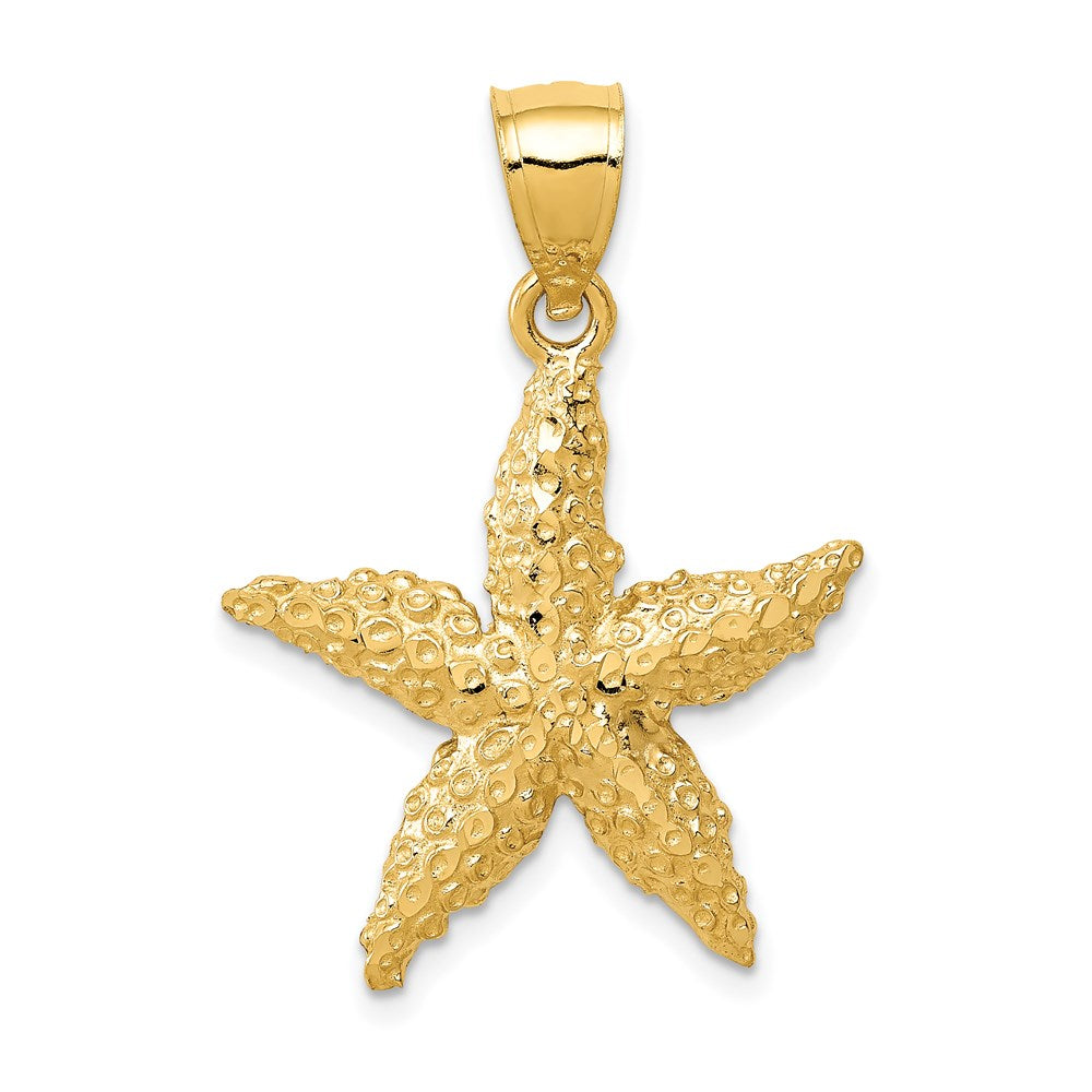 14k Yellow Gold 20mm Textured Starfish Pendant, Item P9620 by The Black Bow Jewelry Co.