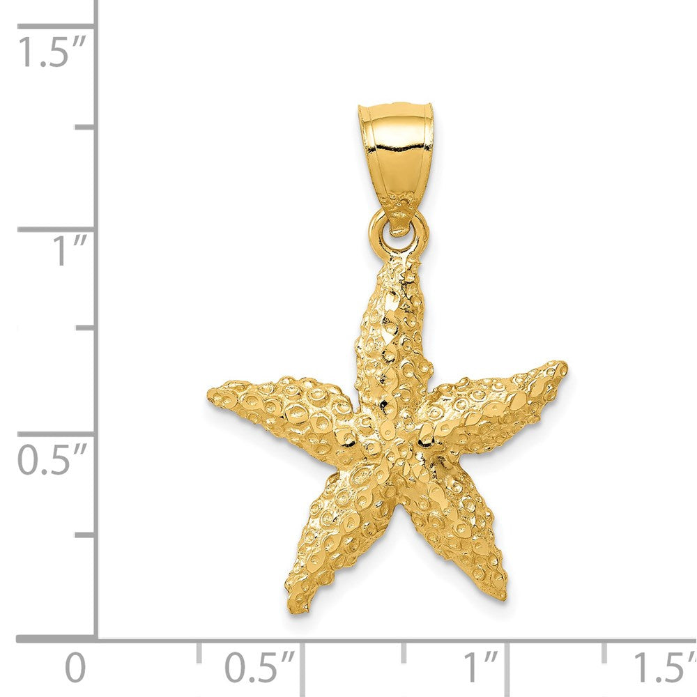 Alternate view of the 14k Yellow Gold 20mm Textured Starfish Pendant by The Black Bow Jewelry Co.