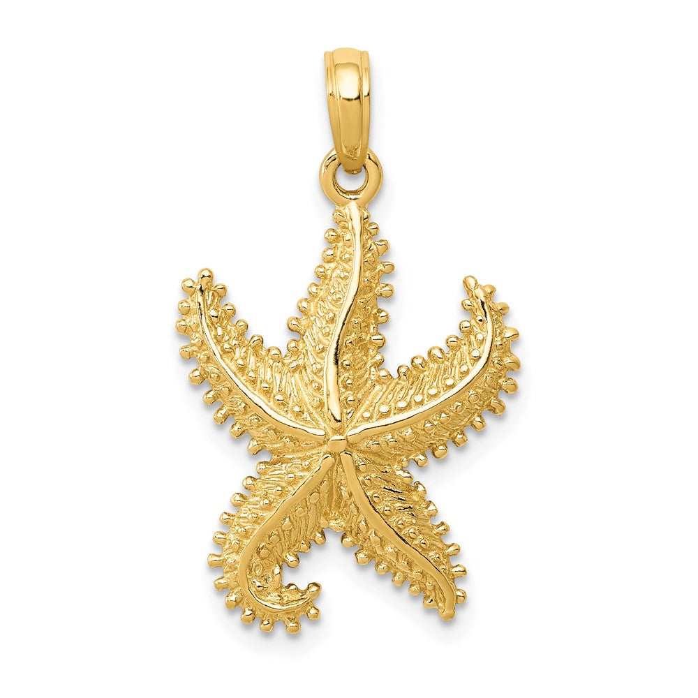 14k Yellow Gold 16mm Textured 2D Starfish Pendant, Item P9622 by The Black Bow Jewelry Co.