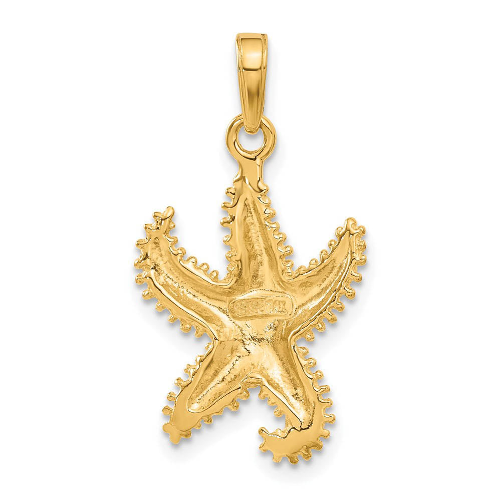 Alternate view of the 14k Yellow Gold 16mm Textured 2D Starfish Pendant by The Black Bow Jewelry Co.