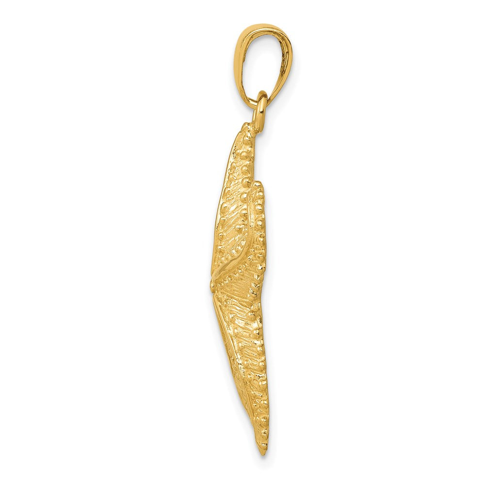 Alternate view of the 14k Yellow Gold 24mm Textured 2D Starfish Pendant by The Black Bow Jewelry Co.