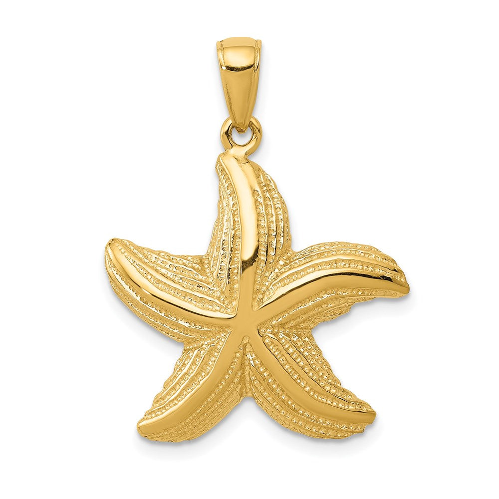 14k Yellow Gold 20mm Textured Sea Star Pendant, Item P9625 by The Black Bow Jewelry Co.