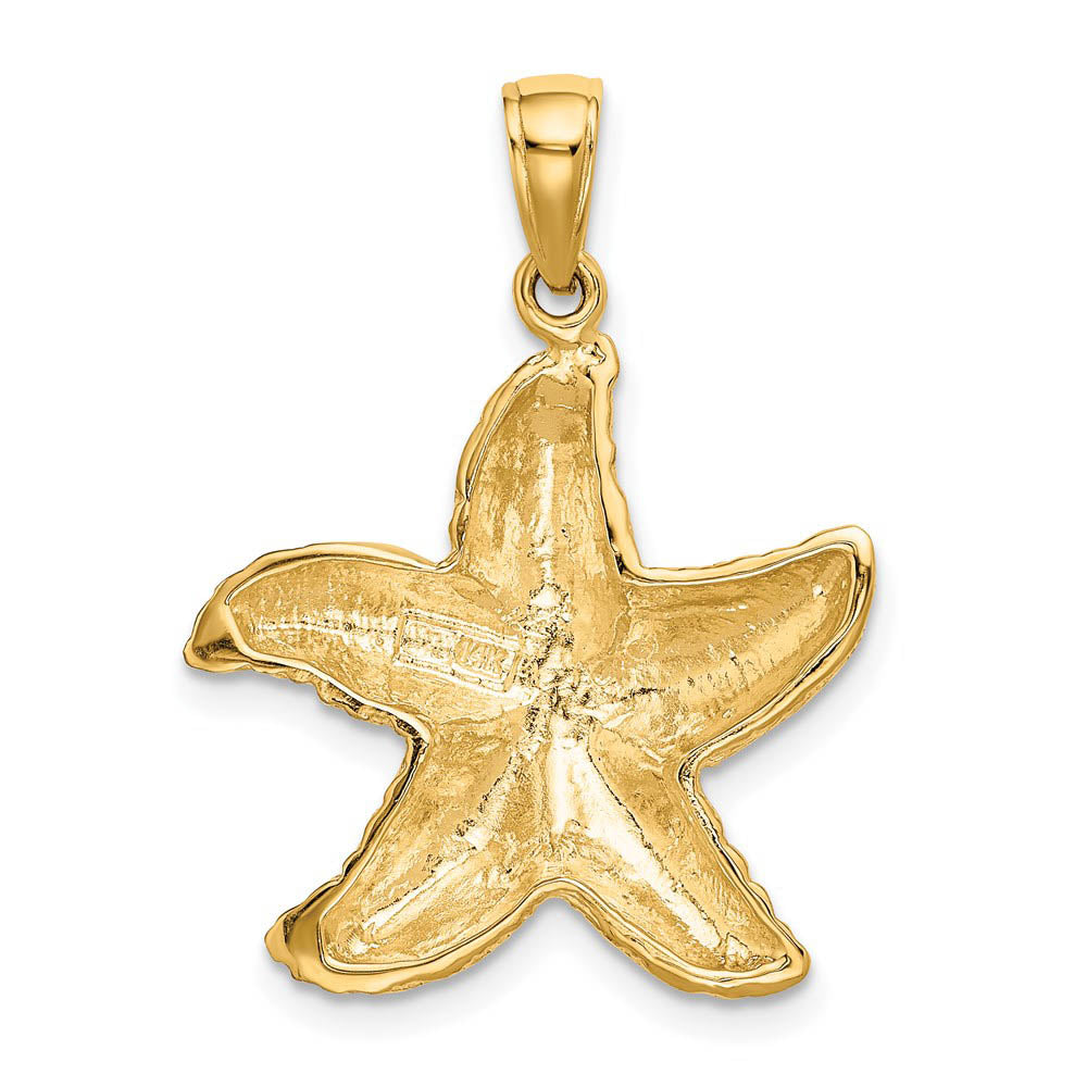 Alternate view of the 14k Yellow Gold 20mm Textured Sea Star Pendant by The Black Bow Jewelry Co.