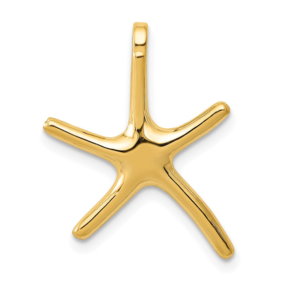 14k Yellow Gold 15mm Polished Pencil Starfish Slide Pendant, Item P9628 by The Black Bow Jewelry Co.
