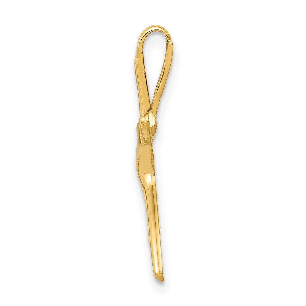 Alternate view of the 14k Yellow Gold 15mm Polished Pencil Starfish Slide Pendant by The Black Bow Jewelry Co.