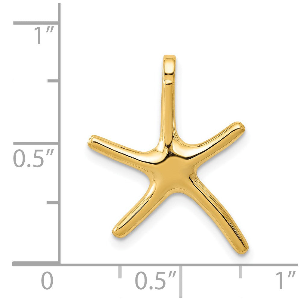 Alternate view of the 14k Yellow Gold 15mm Polished Pencil Starfish Slide Pendant by The Black Bow Jewelry Co.