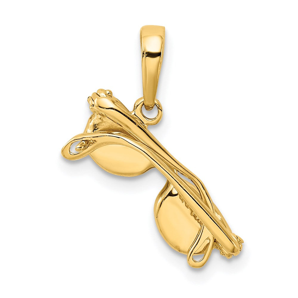 Alternate view of the 14k Yellow Gold 3D Black Enameled Moveable Sunglasses Pendant by The Black Bow Jewelry Co.