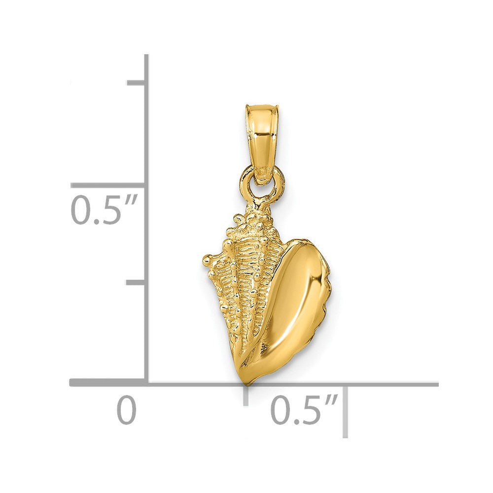 Alternate view of the 14k Yellow Gold Polished Conch Shell Pendant by The Black Bow Jewelry Co.