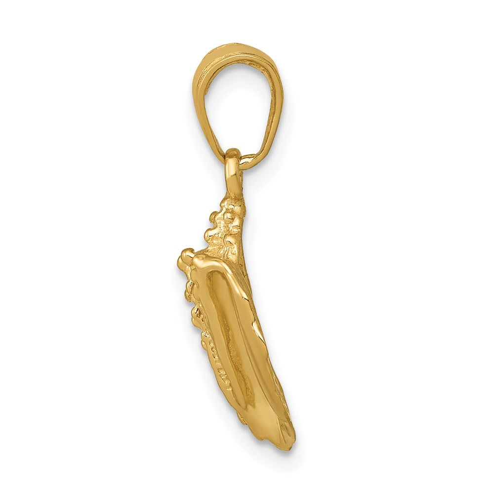 Alternate view of the 14k Yellow Gold Polished Textured Conch Shell Pendant by The Black Bow Jewelry Co.