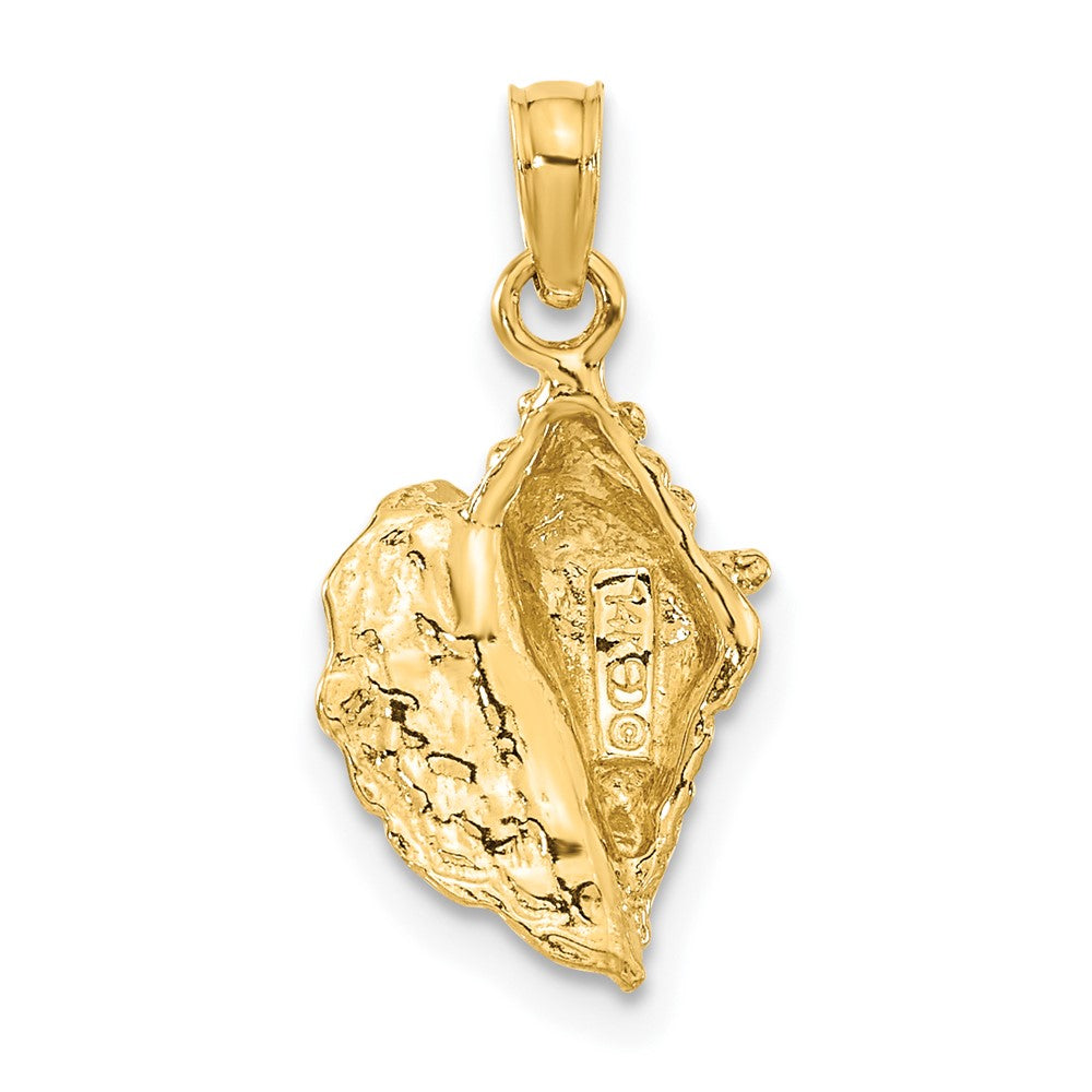 Alternate view of the 14k Yellow Gold Polished Textured Conch Shell Pendant by The Black Bow Jewelry Co.