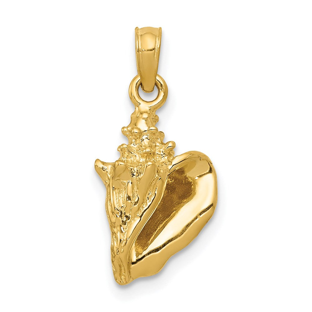 14k Yellow Gold 3D Conch Shell Pendant, 10mm, Item P9667 by The Black Bow Jewelry Co.