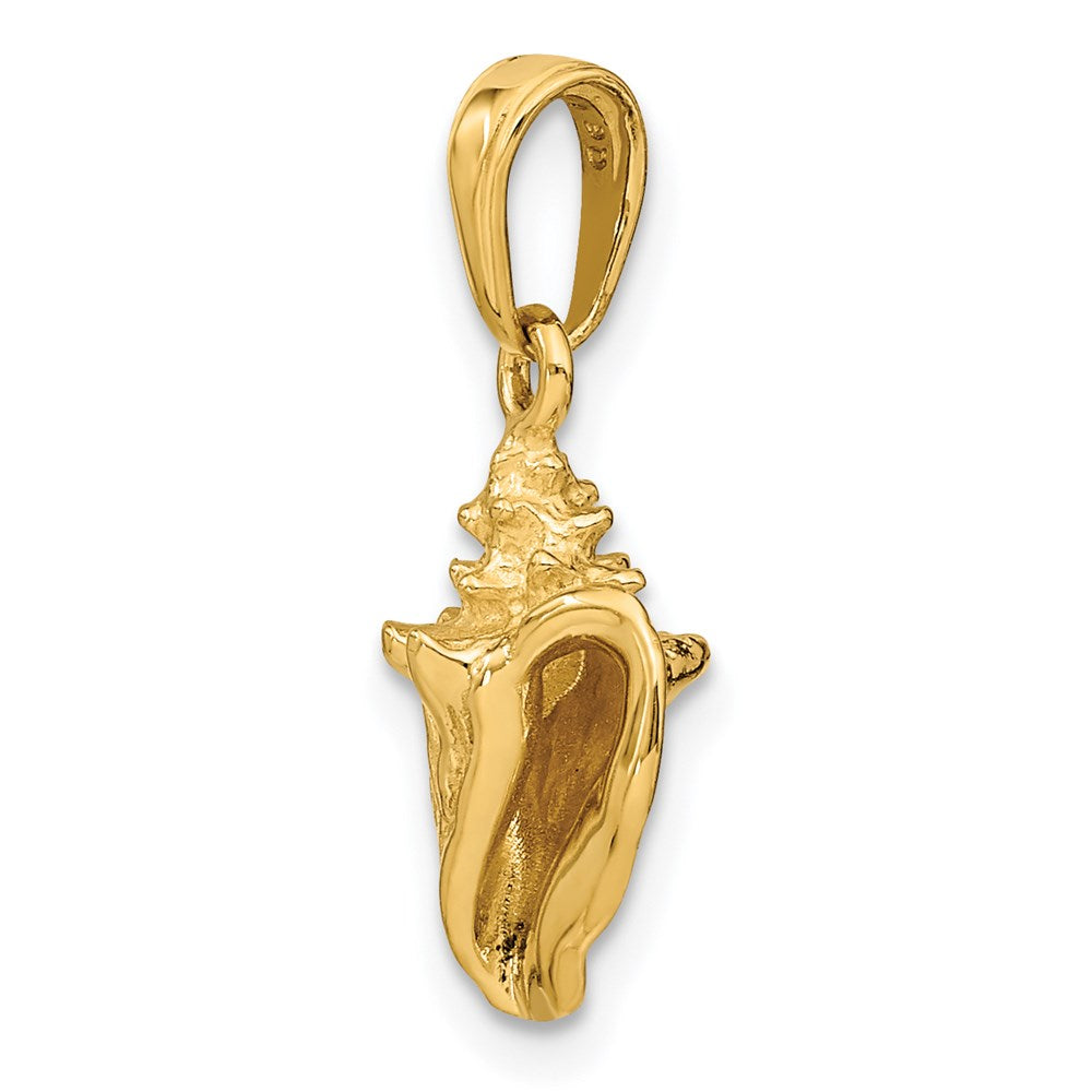 Alternate view of the 14k Yellow Gold 3D Conch Shell Pendant, 10mm by The Black Bow Jewelry Co.