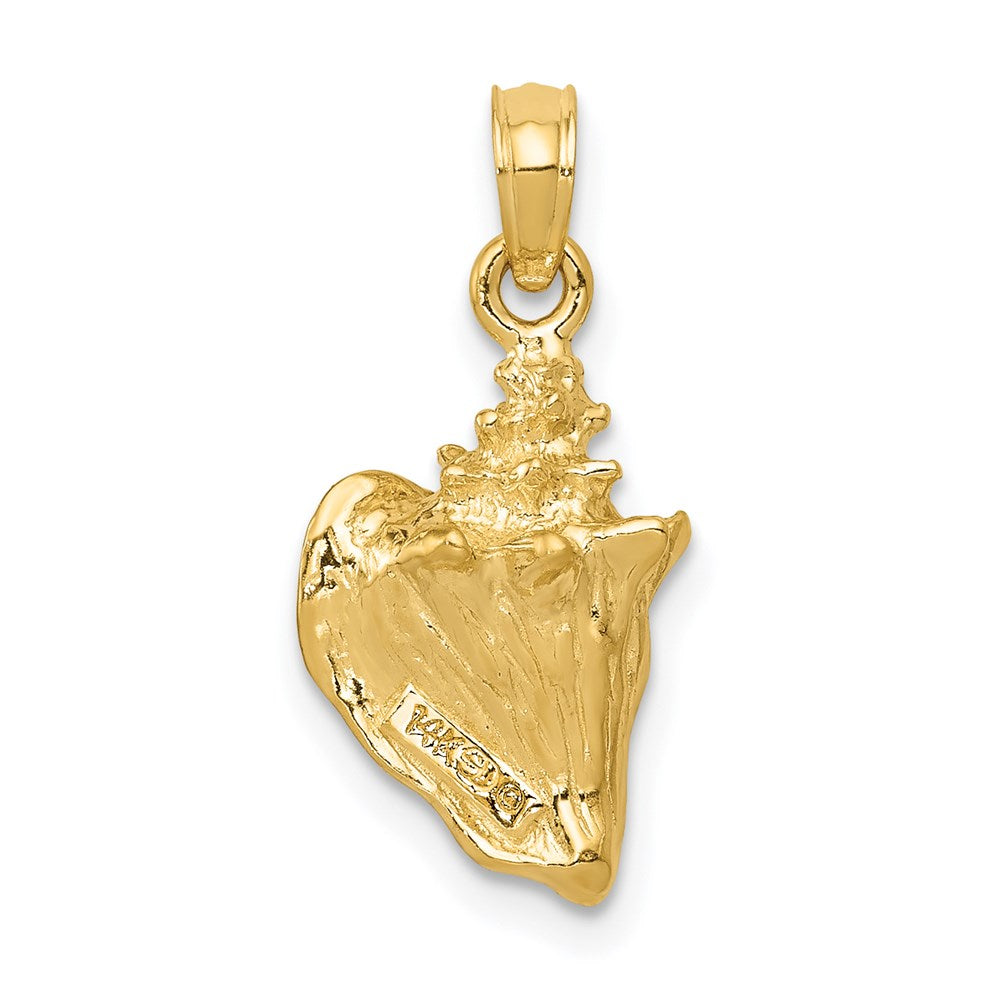 Alternate view of the 14k Yellow Gold 3D Conch Shell Pendant, 10mm by The Black Bow Jewelry Co.