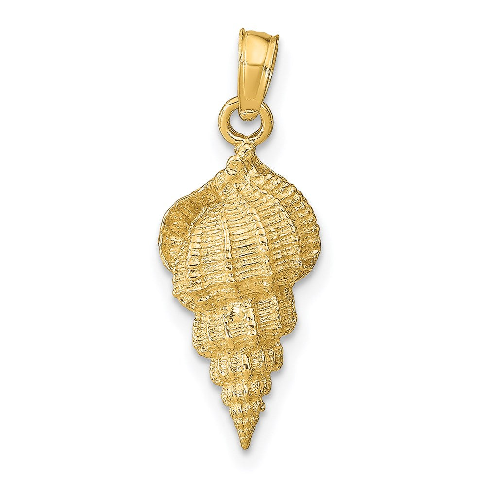 14k Yellow Gold 2D Textured Conch Shell Pendant, Item P9671 by The Black Bow Jewelry Co.